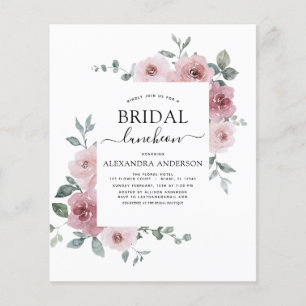 Budget Luncheon Dusty Rose Pink Bridal Shower Flyer