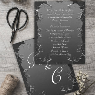 Budget Luxury Elegant Grey Flourish Wedding Invite Flyer