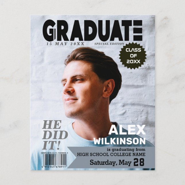 BUDGET Magazine Cover Style Guy Grad Announcement (Front)