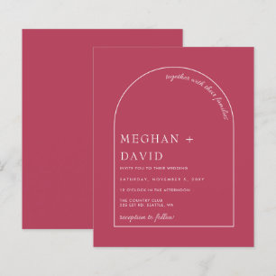 Budget Magenta Modern Arch Wedding Invitation