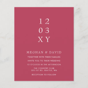 Budget Magenta Modern Wedding Invitation