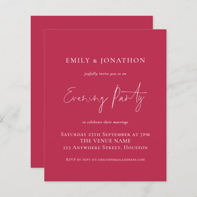 Budget Magenta Wedding Evening Party (Front/Back)