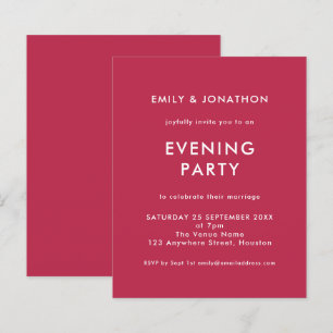Budget Magenta Wedding Evening Party Invite