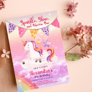 Budget Magical Unicorn Rainbow Birthday Party Flyer