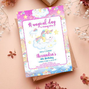 Budget Magical Unicorn Rainbow Birthday Party Flyer