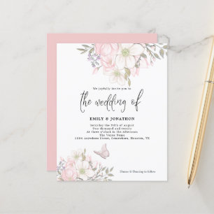 Budget Magnolia Butterfly Wedding Invitation