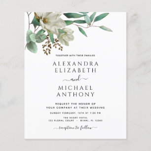 Budget Magnolia Eucalyptus Photo Elegant Wedding Flyer