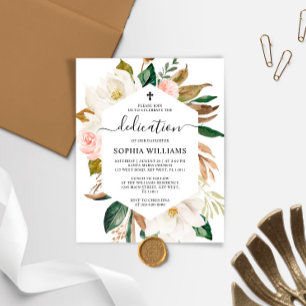 Budget Magnolia Frame Dedication Invitation