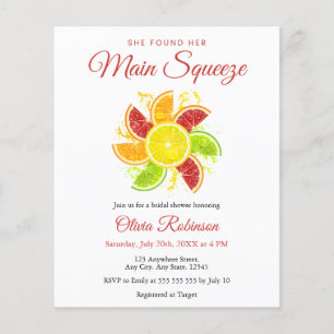 Budget Main Squeeze Lemon Bridal Shower Invitation