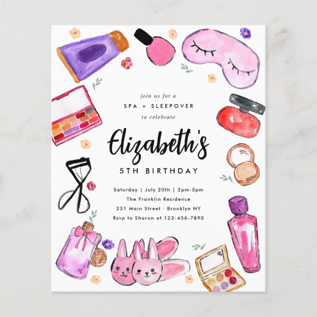 Budget Makeup Girls Slumber Sleepover Spa Birthday (Front)