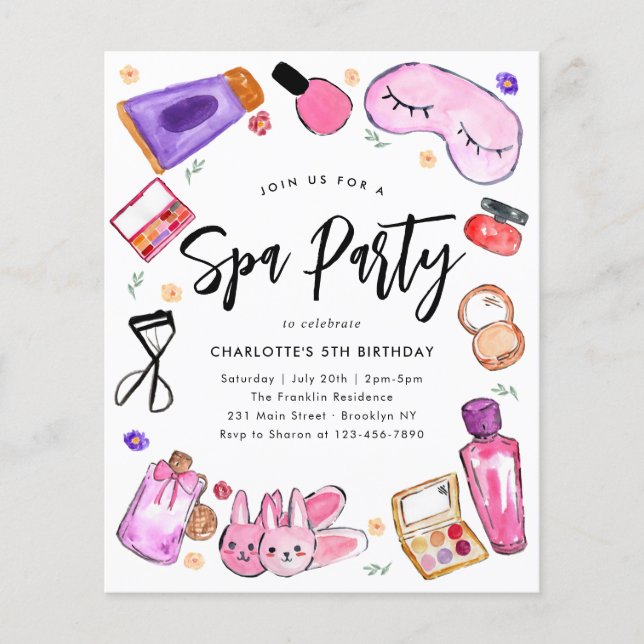 Budget Makeup Pajama Girls Slumber Spa Birthday (Front)