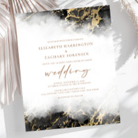 Budget Marble Black Gold Wedding Invitation