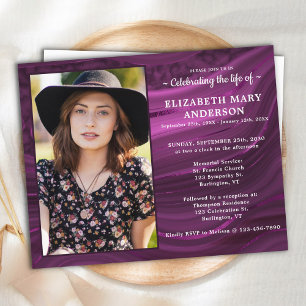 Budget Marble Purple Memorial Funeral Invitation
