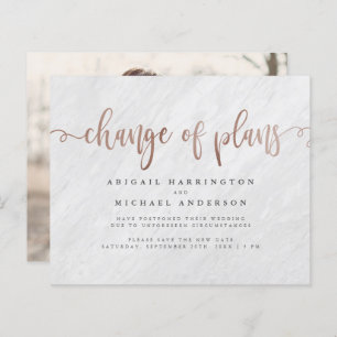 Budget Marble & Rose Gold Script Change Of Plans