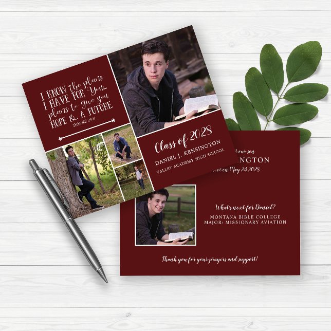 Budget Maroon Christian Graduation Photo Collage (Creator Uploaded)