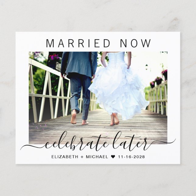 Budget Married Now Celebrate Later Photo Wedding (Front)
