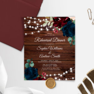 Budget Marsala & Navy Rehearsal Dinner Invitation