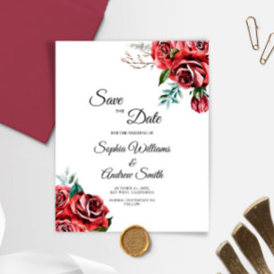BUDGET Marsala Red Rose Rustic Save The Date