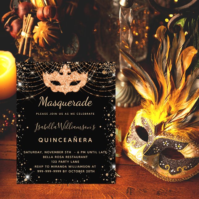 Budget masquerade black gold glitter Quinceanera (Creator Uploaded)