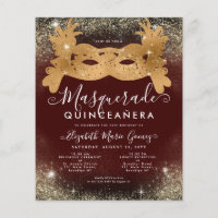Budget Masquerade Burgundy Red Gold Glitter Quince