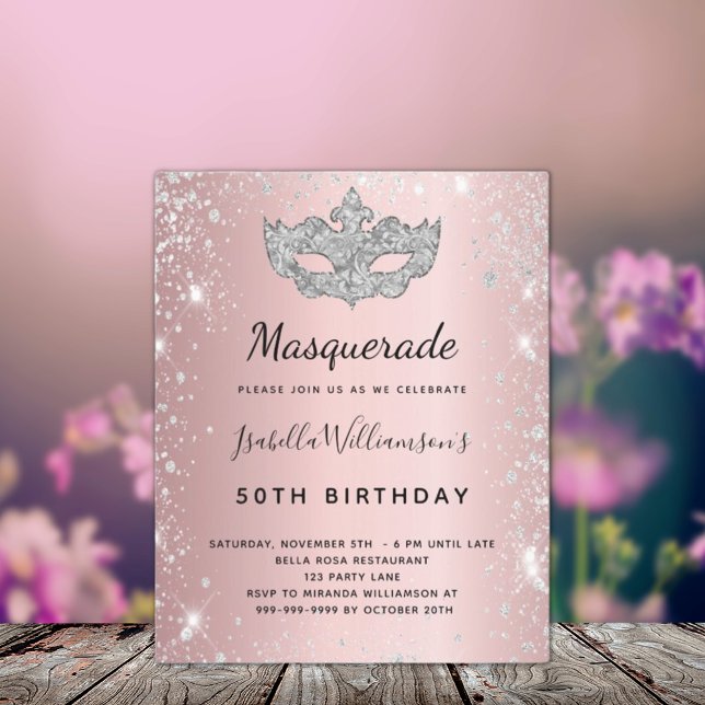 Budget Masquerade party blush pink silver glitter (Creator Uploaded)