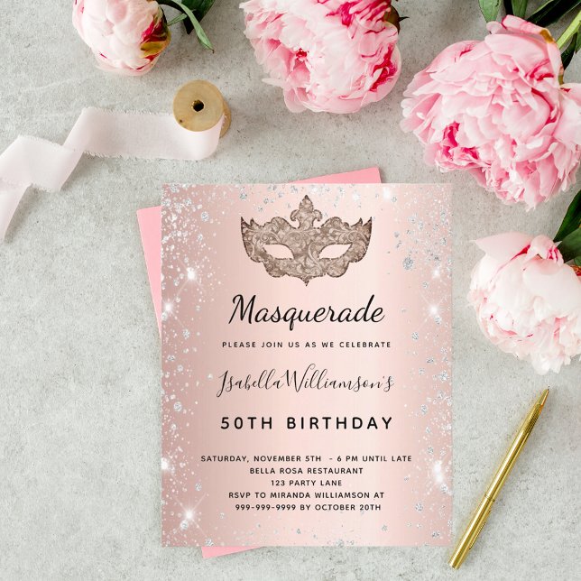 Budget Masquerade party rose gold silver glitter (Creator Uploaded)