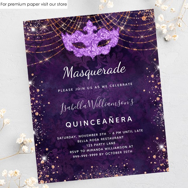 Budget masquerade Quinceanera purple rose gold (Creator Uploaded)