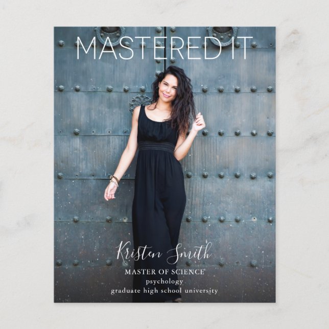 Budget Mastered It Graduate Photo Announcement Flyer (Front)