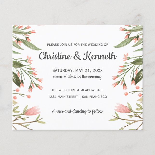 BUDGET Meadow flower pink green wedding (Front)