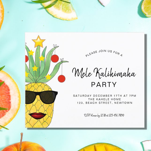 Budget Mele Kalikimaka Party Pineapple Invitation (Creator Uploaded)