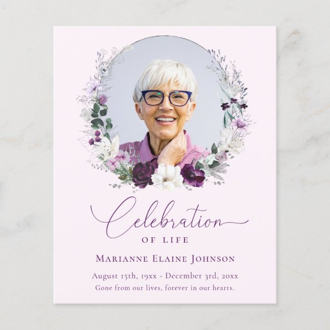 Budget Memorial Pink Floral Celebration of Life  (Front)