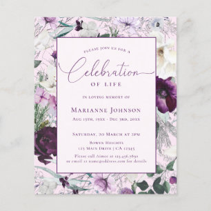 Budget Memorial Pink Floral Celebration of Life Flyer