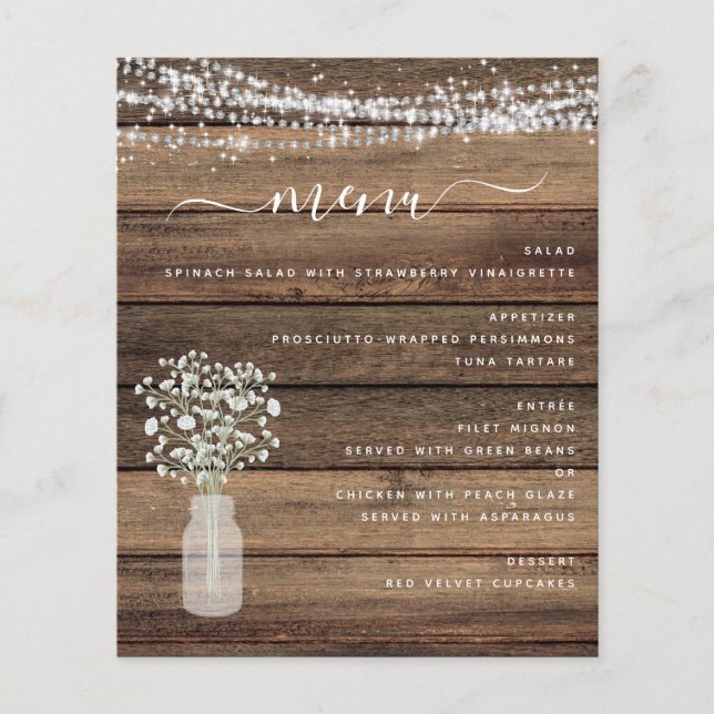 Budget Menu Rustic Baby's Breathe String Lights (Front)