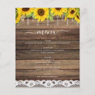 Budget Menu Rustic Sunflower Farmhouse Rustic
