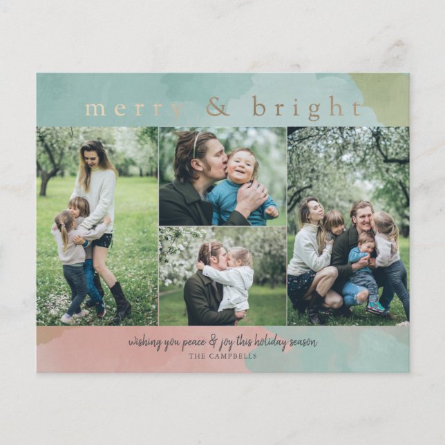 Budget Merry Bright Abstract Photo Holiday Card (Front)