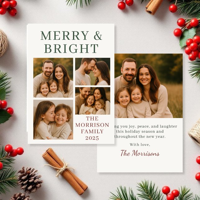 Budget Merry & Bright Photo Christmas Holiday Card (Creator Uploaded)