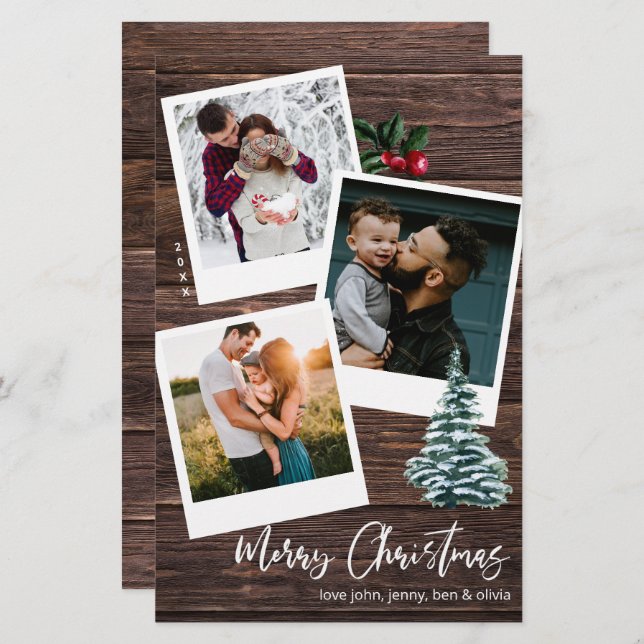 Budget Merry Christmas 3 Instant Photo Rustic LG (Front/Back)