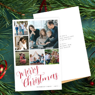 Budget Merry Christmas 6 photo red typography card