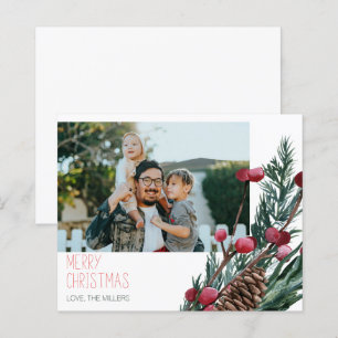 Budget Merry Christmas Berries & Pine Cone Photo