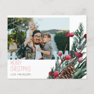 Budget Merry Christmas Berries & Pine Photo Flyer