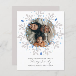BUDGET Merry Christmas Blue Wreath Photo Card
