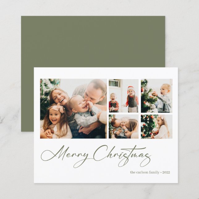 Budget Merry Christmas Collage Holiday Card (Front/Back)