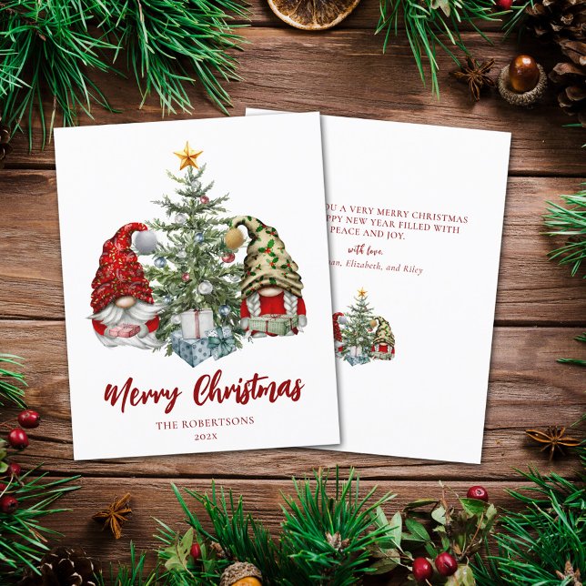 Budget Merry Christmas Cute Gnomes Holiday Card (Creator Uploaded)