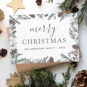 Budget Merry Christmas Dusty Blue Greenery