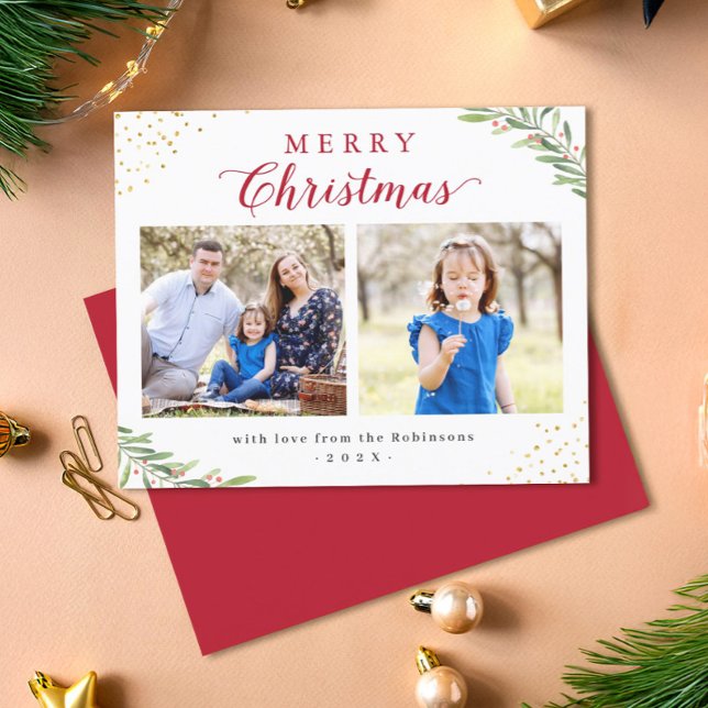 Budget Merry Christmas Foliage 2 Photo Cards (Creator Uploaded)