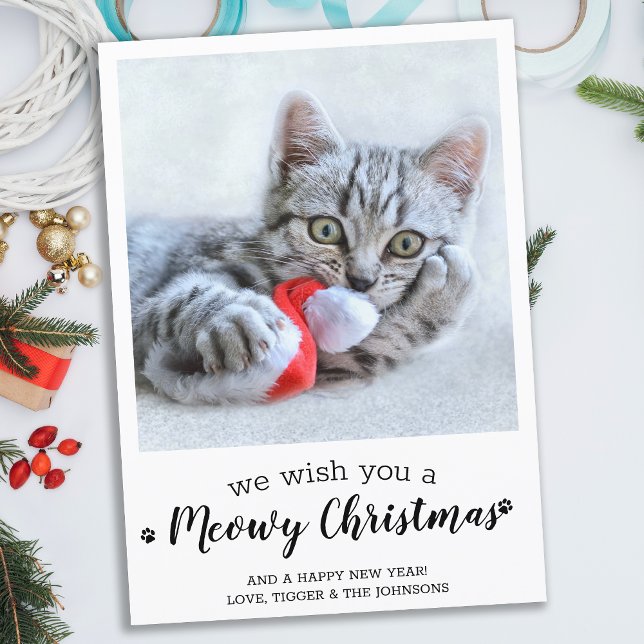 Budget Merry Christmas From The Cat Pet Photo Card (Creator Uploaded)