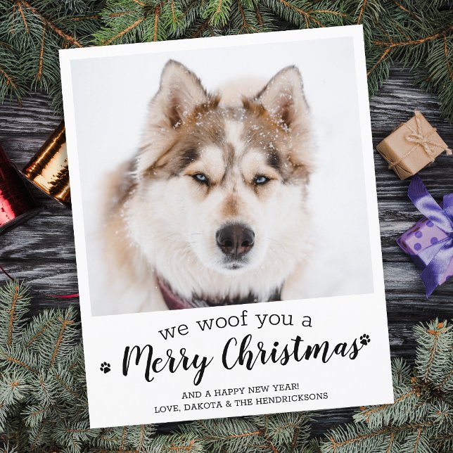 Budget Merry Christmas From The Dog Pet Photo Card (Creator Uploaded)