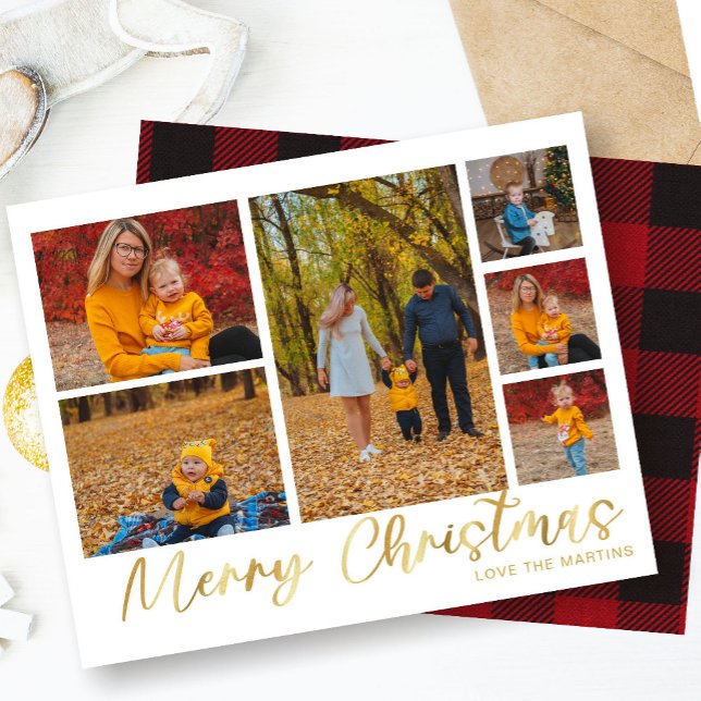 Budget Merry Christmas Gold 6 Photo Buffalo Check (Creator Uploaded)