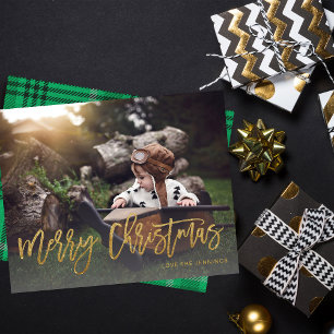 Budget Merry Christmas Gold Glitter Script Photo F