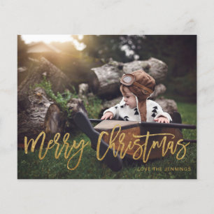Budget Merry Christmas Gold Glitter Script Photo Flyer